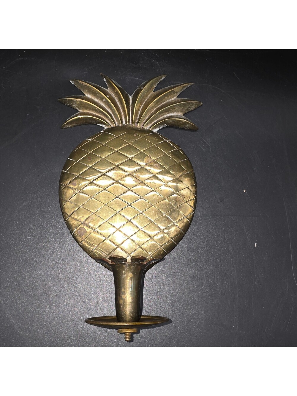 Vintage Brass Pineapple Wall Sconce Candle Holder Mid Century India 10.5" Vtg